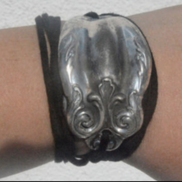 Antique Obsessions Jewelry - Antique Silver Yoga Cuff Bracelet Tie Wrap Cord